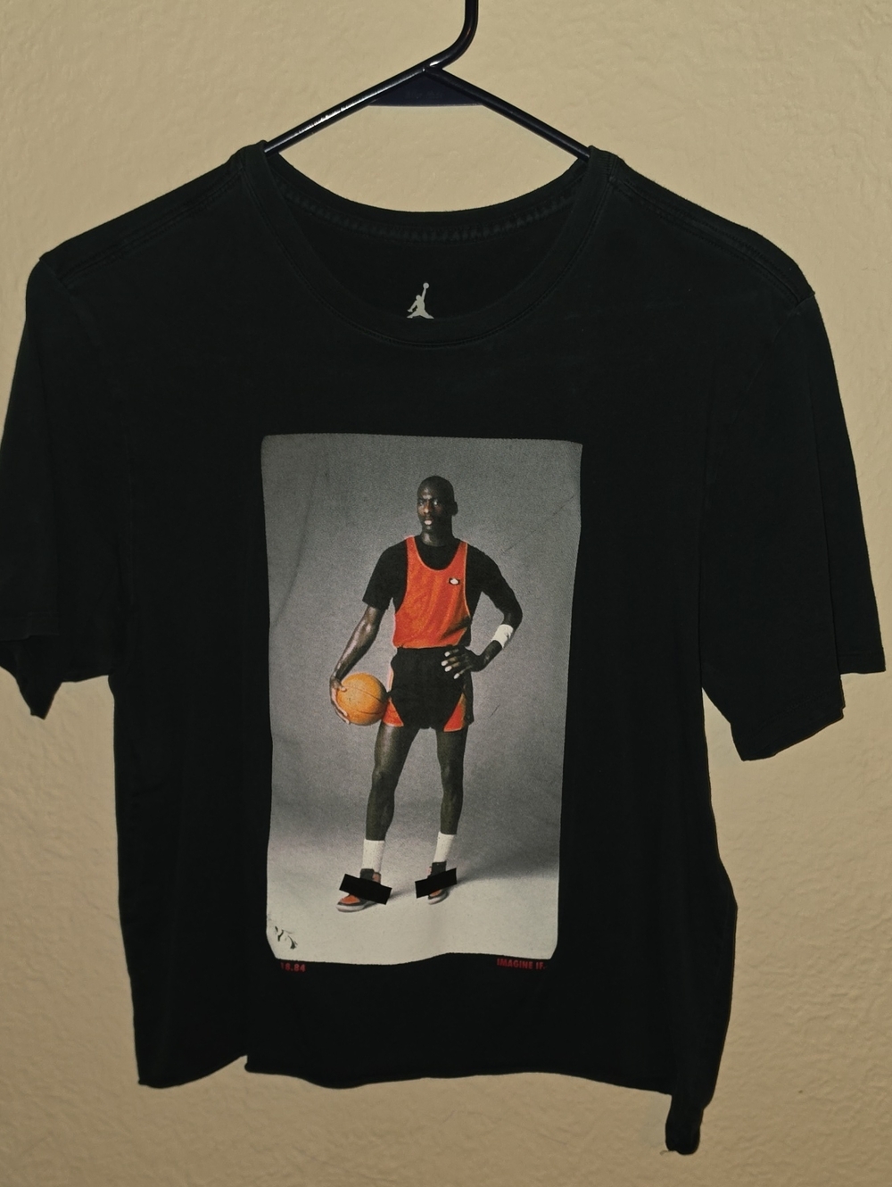 Jordan Black Tee with Red Basketball Graphic